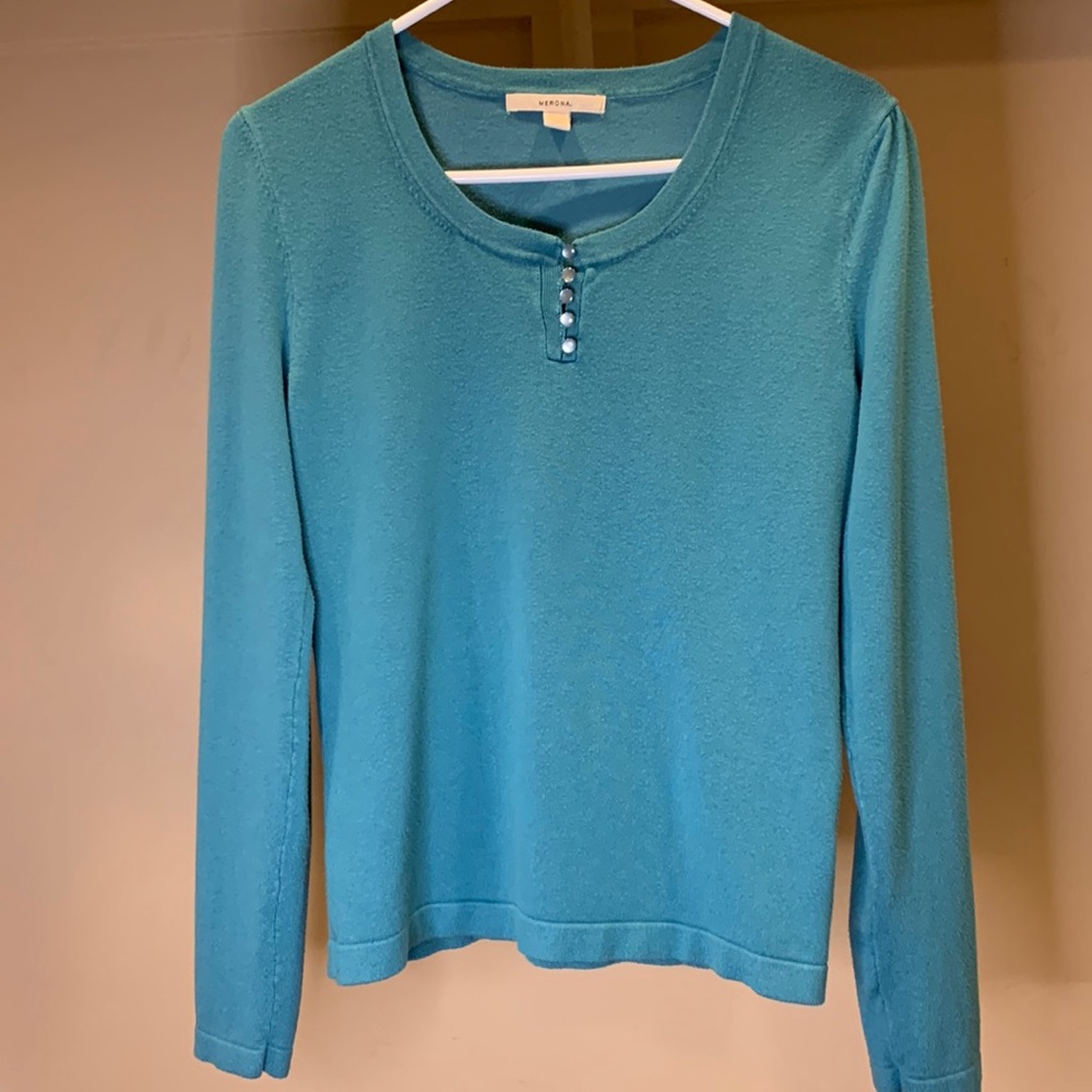Merona Long Sleeve Light Blue Knit Sweater Top
